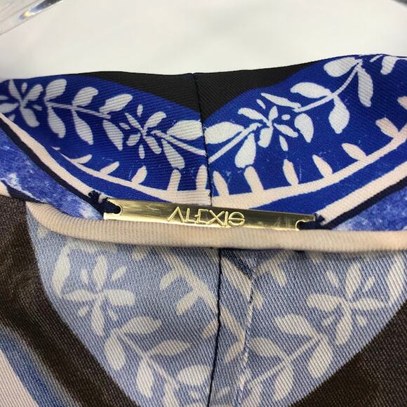 ALEXIS Robbie Romper M Geometric Collared Long Bell Sleeve Santorini Non-Stretch - Picture 4 of 5